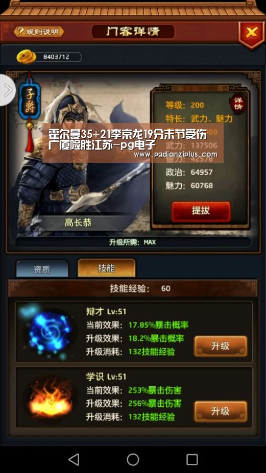 霍尔曼35+21李京龙19分末节受伤 广厦险胜江苏-pg电子(图1) pg电子官网